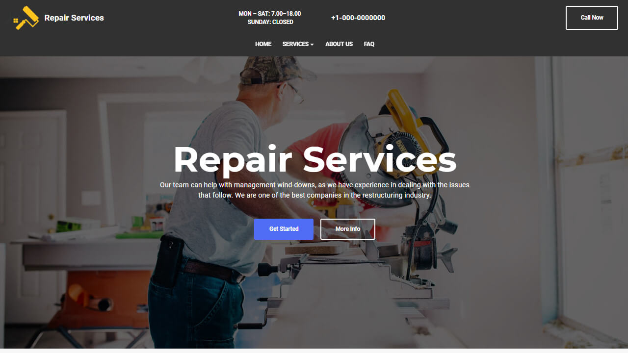 AMP HTML Repair Services Template